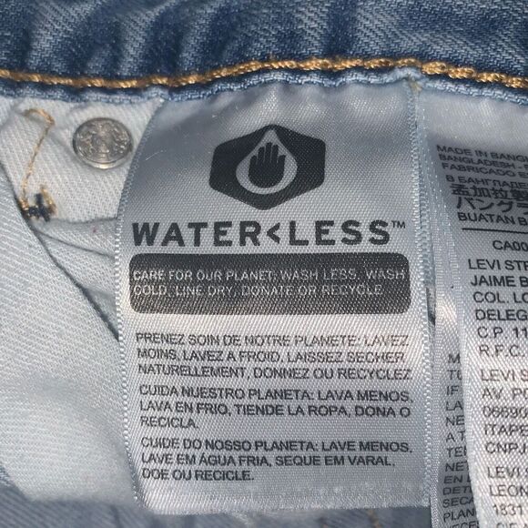Levis 505 Mens Size 40x32 Water Less Denim Jeans Blue Light‎ Wash Grunge Worn - Picture 3 of 7